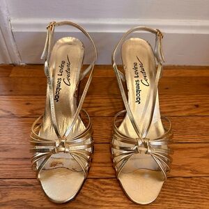 Jacques Levine Couture Gold Strappy Women's Sandals